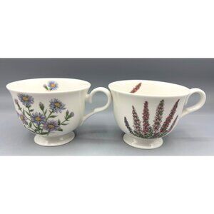 Set of 2 Portmeirion Botanic Garden Tea Cup Set Floral Footed